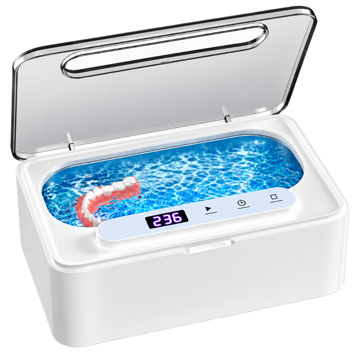 Nettoyeur C-01 blanc, couvercle ouvert